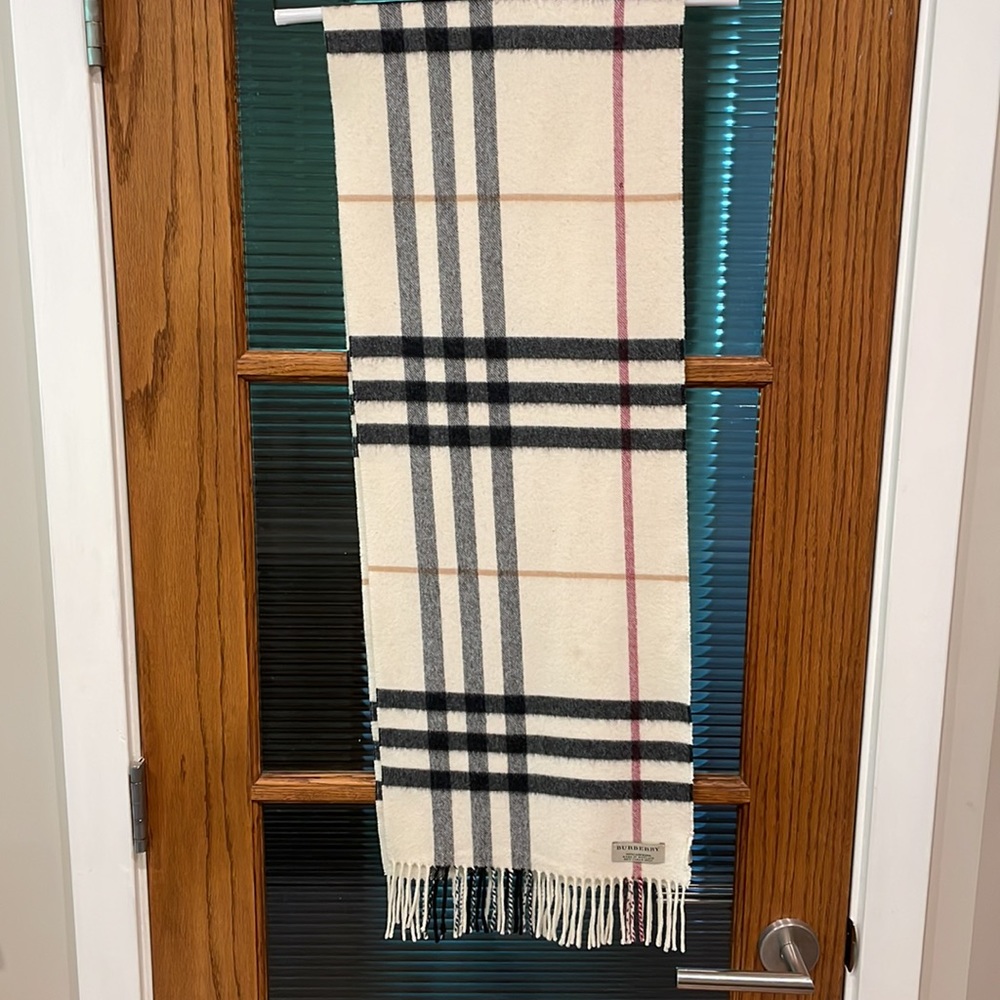 Burberry cream ivory check cashmere scarf